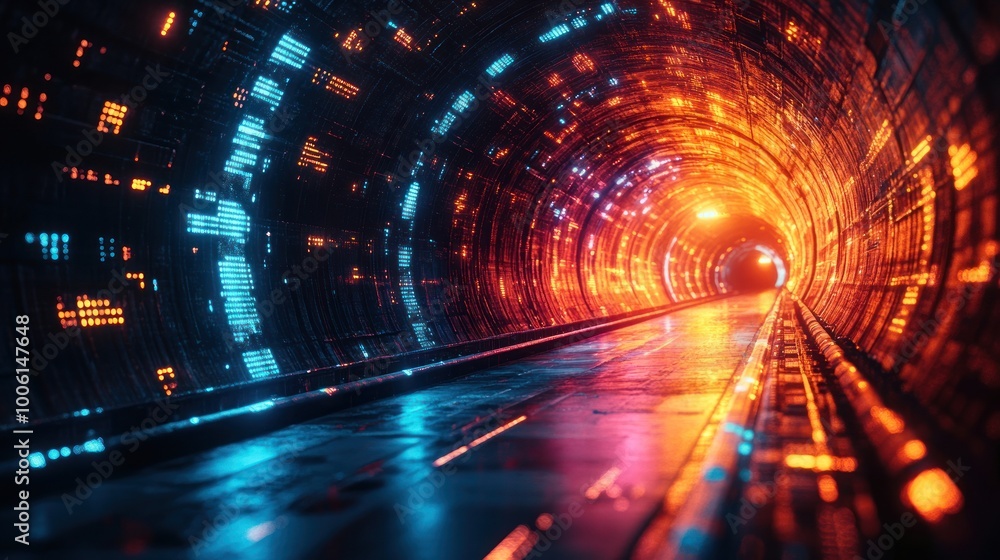 Futuristic Tunnel with Glowing Lights Futuristic Tunnel with Glowing Lights