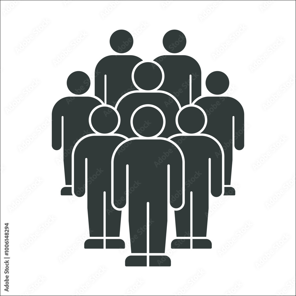 Group of Simplified Human Figures in Close Formation Silhouette Group of Simplified Human Figures in Close Formation Silhouette