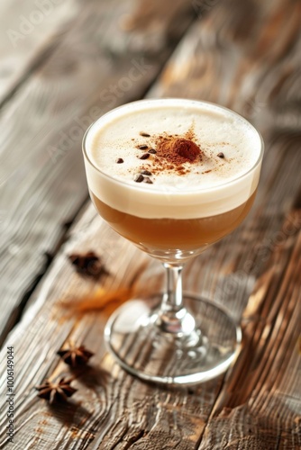 Exquisite Cinnamon Topped Coffee in Elegant Glass