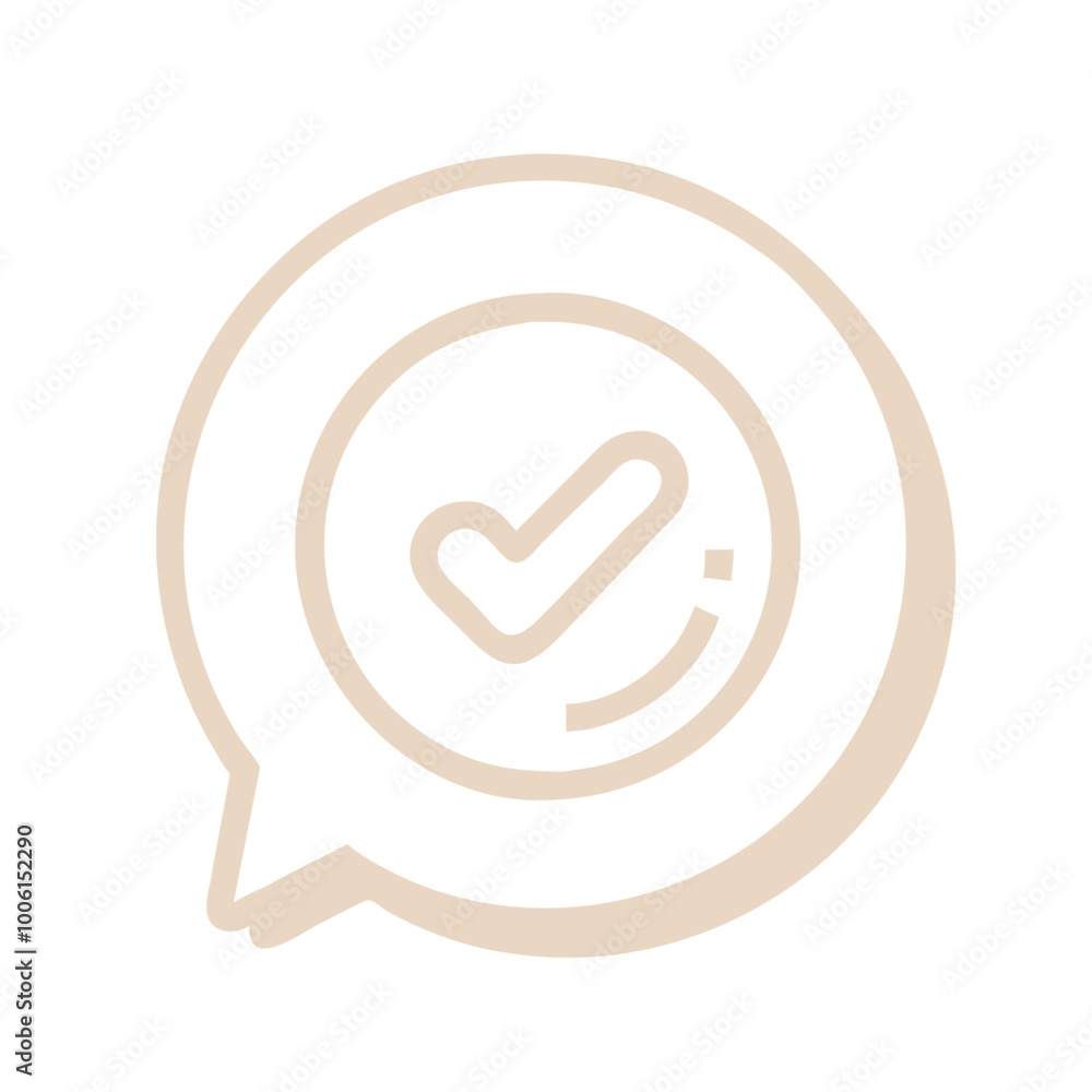 Fototapeta premium Minimalist checkmark icon in speech bubble outline