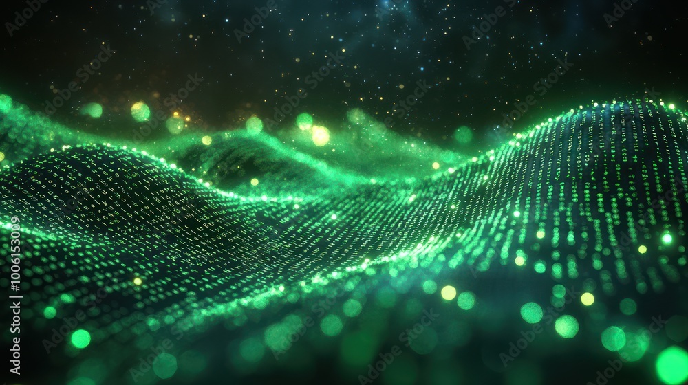 Abstract Green Light Waves Abstract Green Light Waves