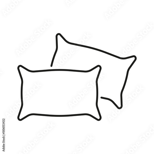 Two Pillows Line Icon. Soft Bedding for Sleep Outline Symbol. Editable Stroke. Comfortable Headrests for Bedtime. Sleep Accessories for Bed. Isolated Vector Illustration