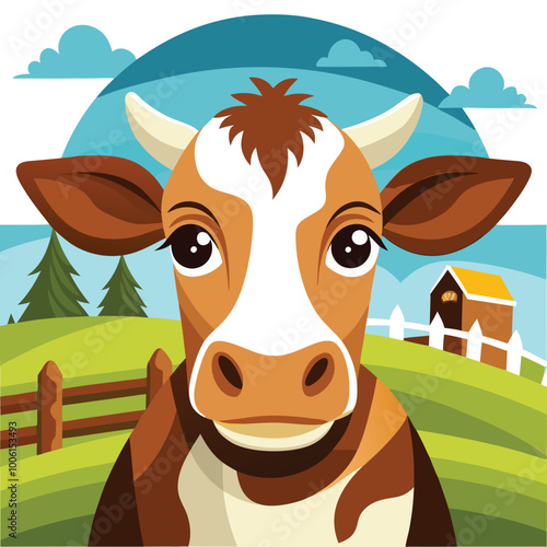 cow on a farm vector