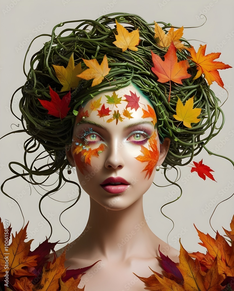 portrait of a person with a wreath of flowers portrait of a person with a wreath of flowers