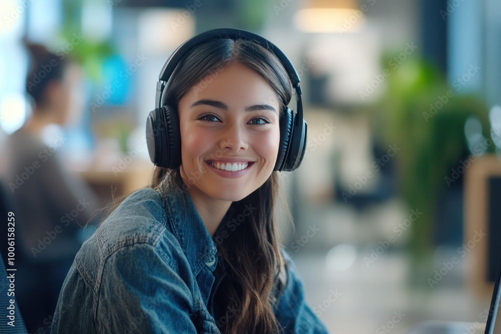 Cheerful Customer Service Agent in Headset Cheerful Customer Service Agent in Headset