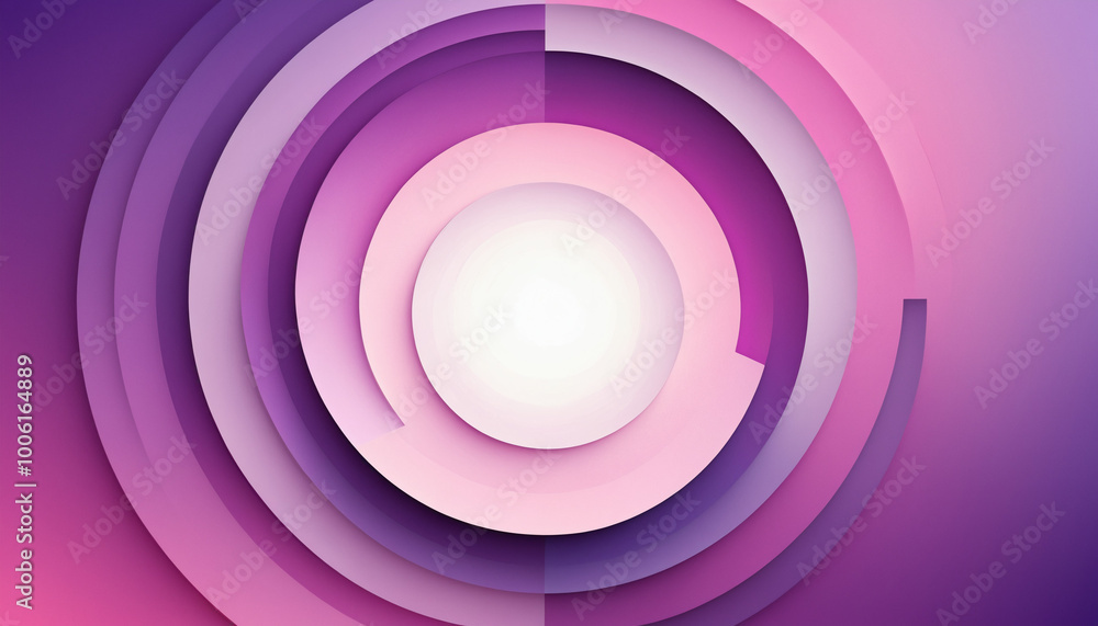 Obraz premium Circular abstract composition in shades of purple and pink with layered geometric elements