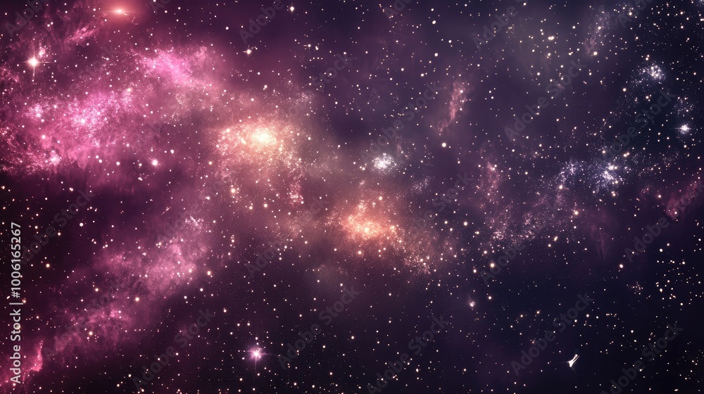 Cosmic Galaxy with Stars in a Purple Nebula Cosmic Galaxy with Stars in a Purple Nebula