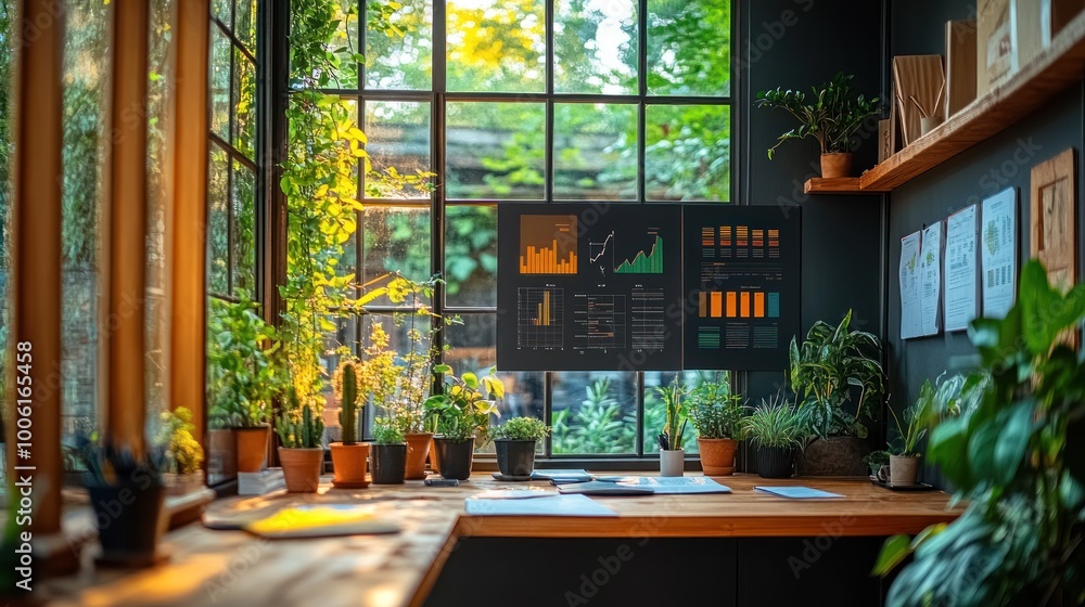 Plants and Window Light in a Modern Office Plants and Window Light in a Modern Office
