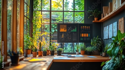 Plants and Window Light in a Modern Office