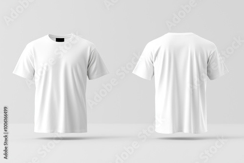 Blank white shirt mock up template, front and back view, isolated on white background. Design presentation for print.