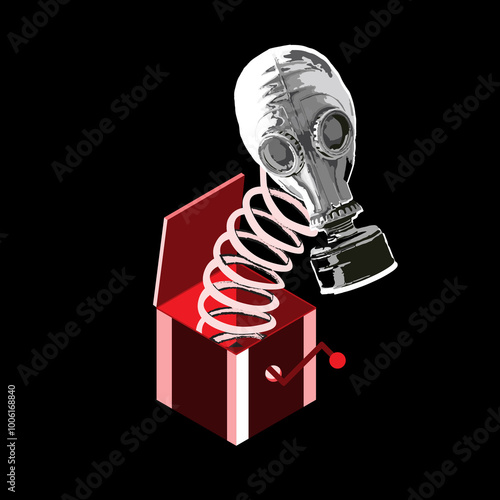 Embrace the unexpected with this unique music box featuring a gas mask jumping out. Jump out with this revolutionary, dark aesthetics retro design!