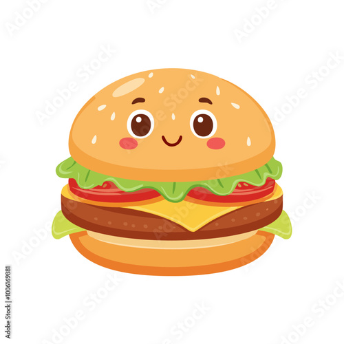 Hamburger Food Eat Meal Cuisine Animation Kawaii Character
