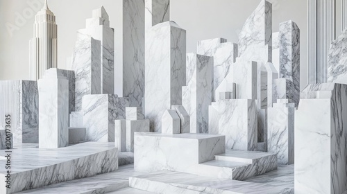 Marble Metropolises Description: Cities made of white marble with luxurious and futuristic designs.
