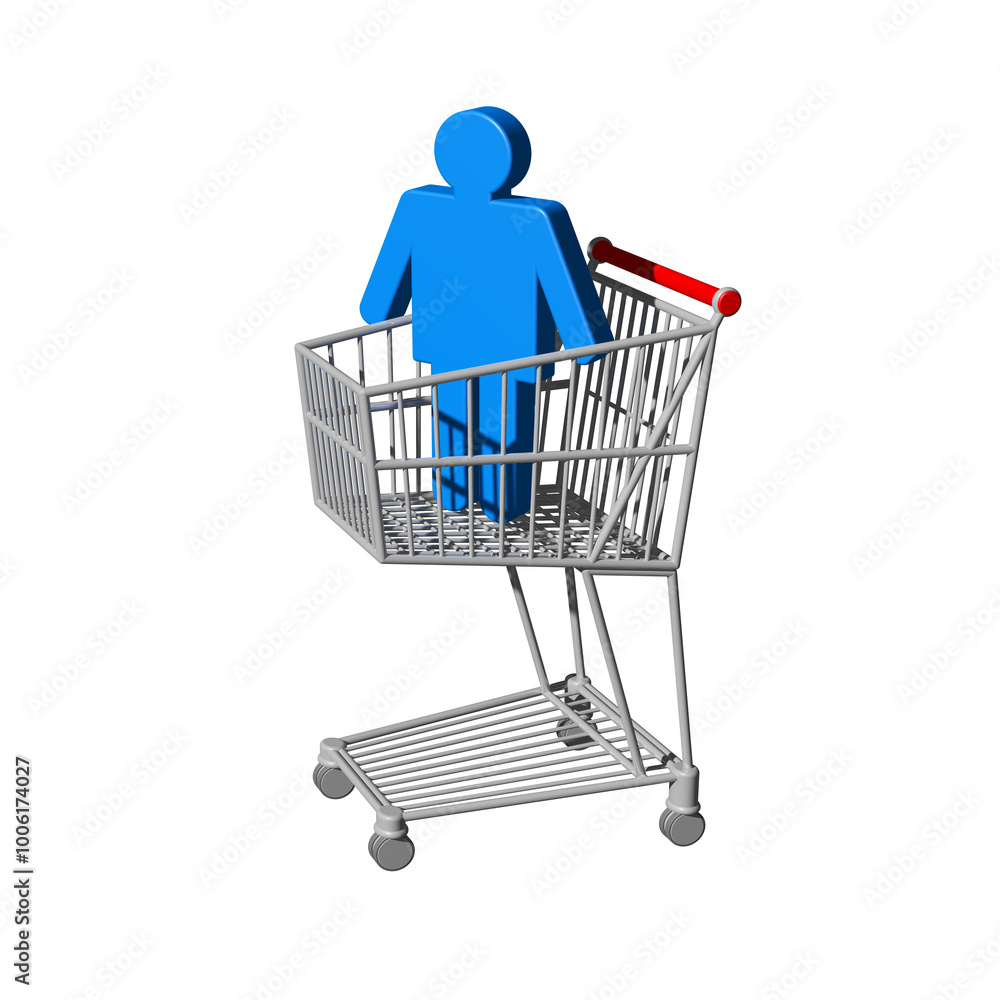 Einkaufswagen mit Mensch