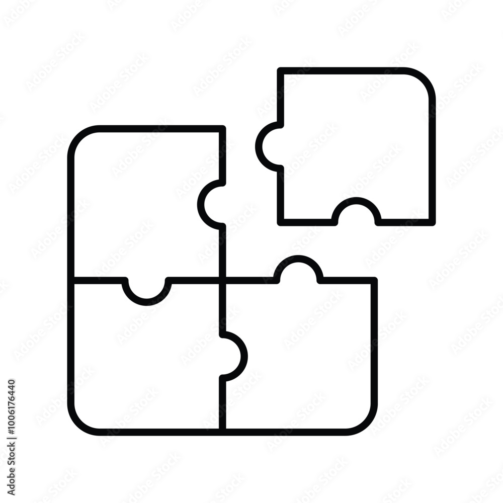 puzzle line icon with white background vector stock illustration puzzle line icon with white background vector stock illustration