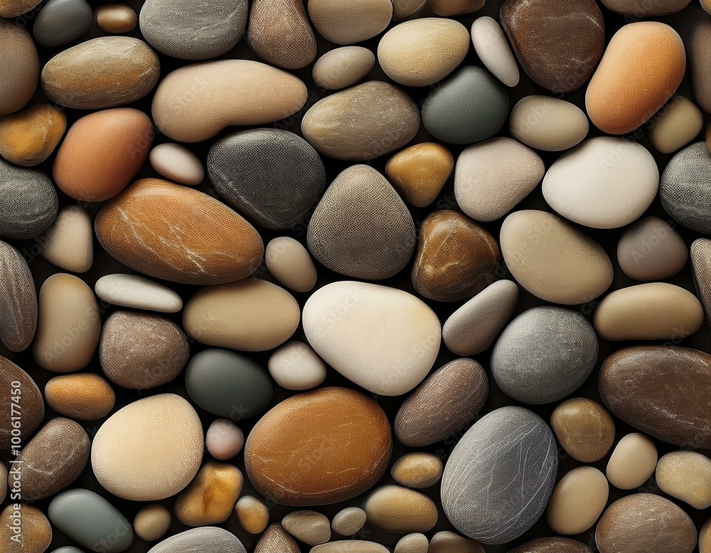 A backdrop showcasing the inherent elegance of river rock pebbles, meticulously smoothed by nature's touch. This pattern exudes a sense of organic refinement. SEAMLESS PATTERN. SEAMLESS WALLPAPER. A backdrop showcasing the inherent elegance of river rock pebbles, meticulously smoothed by nature's touch. This pattern exudes a sense of organic refinement. SEAMLESS PATTERN. SEAMLESS WALLPAPER.