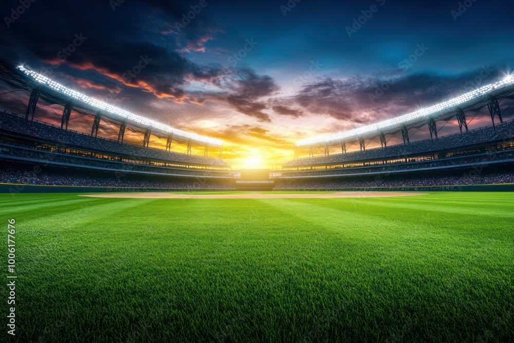 Stunning Night View of Baseball Stadium at Dusk Stunning Night View of Baseball Stadium at Dusk