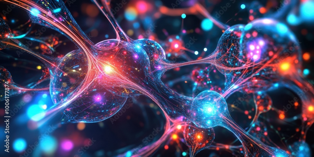 a colorful, abstract image of neurons a colorful, abstract image of neurons