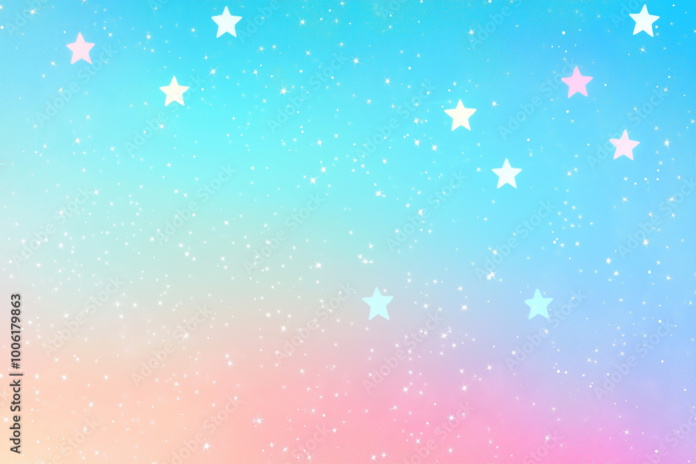 Fototapeta premium 淡い青のグラデーションと星の背景素材
