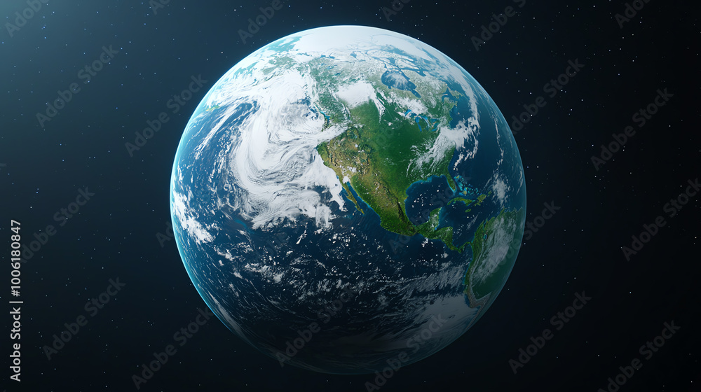 Obraz premium Earth viewed from space, depicting ecosystem and beauty.