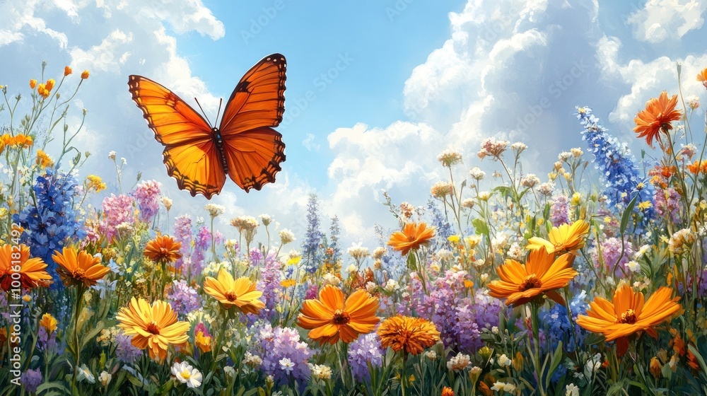 Butterfly and Flower Meadow Butterfly and Flower Meadow