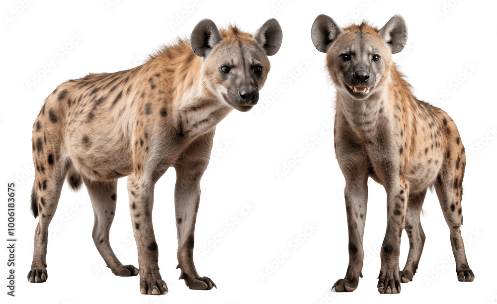 Obraz premium two hyenas isolated on transparent background
