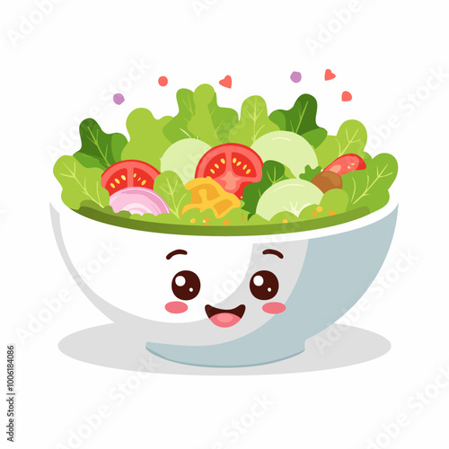 Salad Food Eat Meal Cuisine Animation Kawaii Character
