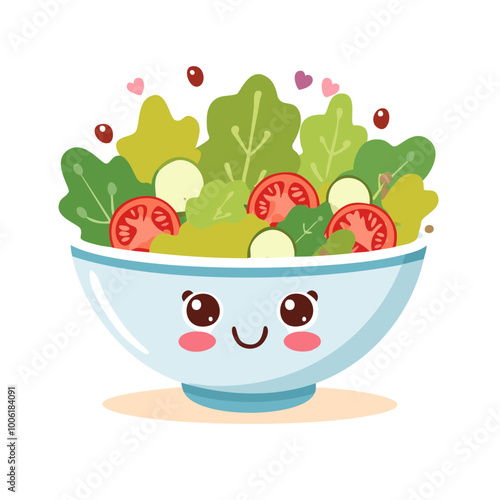 Salad Food Eat Meal Cuisine Animation Kawaii Character
