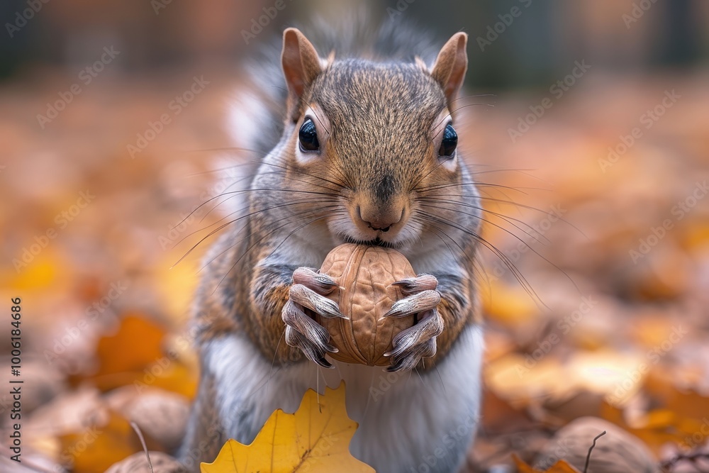 Squirrel holding a nut, depicting wildlife in natural settings Squirrel holding a nut, depicting wildlife in natural settings