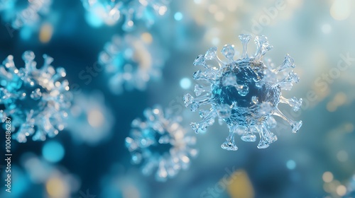 A Crystallized Virus Against a Blue and Yellow Background