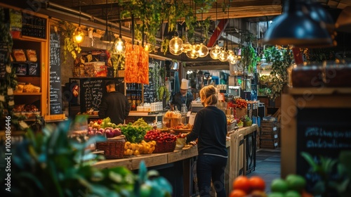 Wallpaper Mural A small business artisanal food market with owners selling homemade products, rustic setting with warm lighting, vibrant and friendly environment Torontodigital.ca