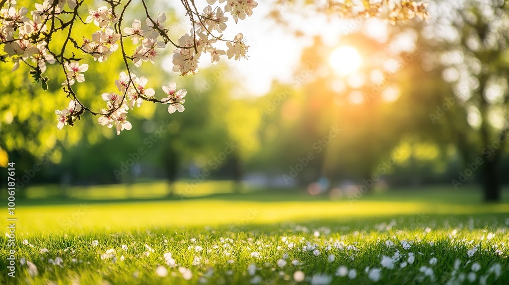 Beautiful Blossom at Sunset in a Serene Park Setting Beautiful Blossom at Sunset in a Serene Park Setting