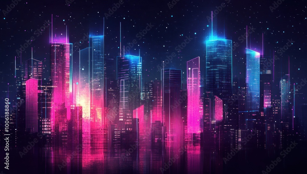 Neon Cityscape at Night Neon Cityscape at Night