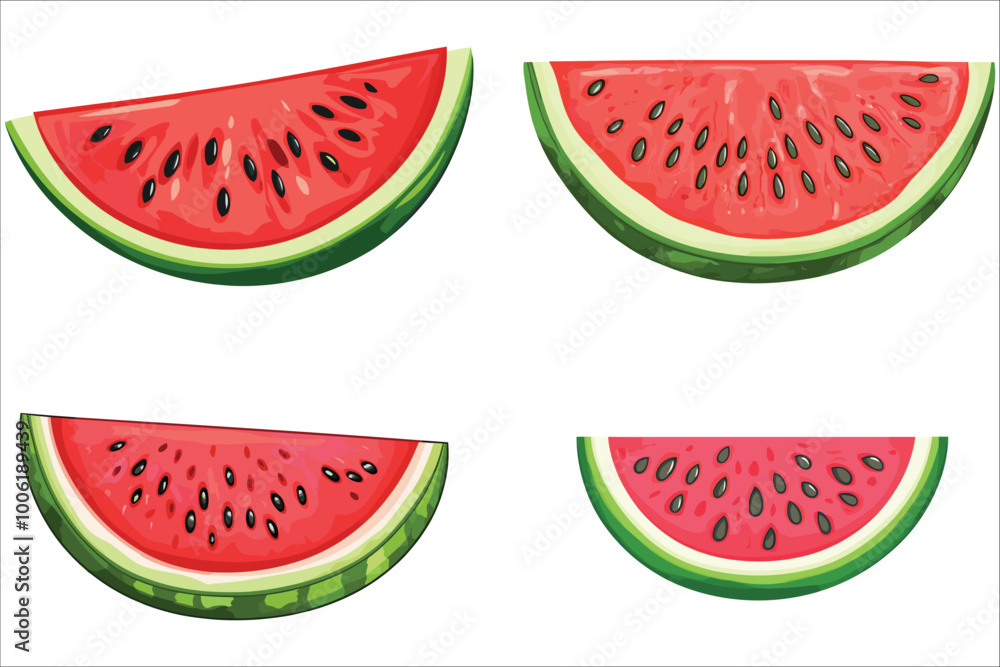 Set of watermelon, Set of vector watermelon slice, Fresh watermelon slice, Sliced fresh watermelon, Sliced of watermelon isolated on white background Set of watermelon, Set of vector watermelon slice, Fresh watermelon slice, Sliced fresh watermelon, Sliced of watermelon isolated on white background