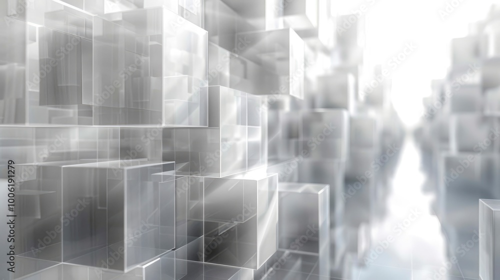 Fototapeta premium Abstract geometric pattern of transparent cubes on a white background.