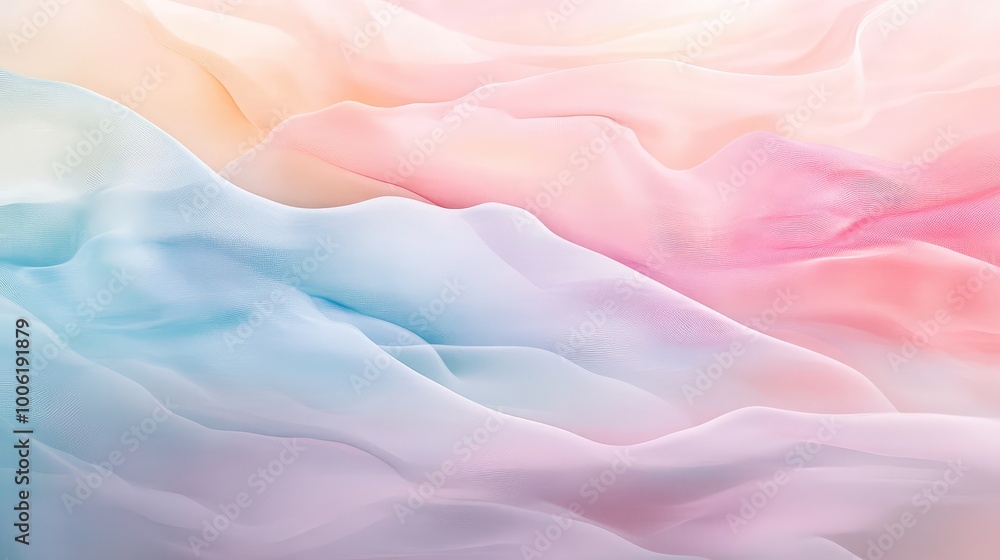 Obraz premium Soft waves of pastel colors blending seamlessly into one another, creating a calming, flowing abstract design.