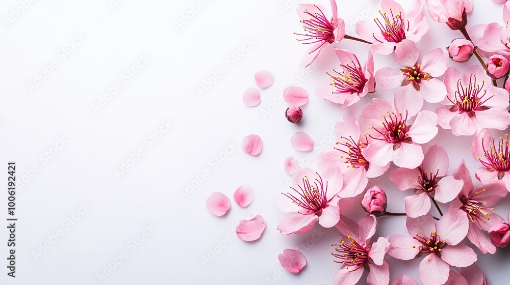 Fototapeta premium Pink Flower Petals on Soft White Background