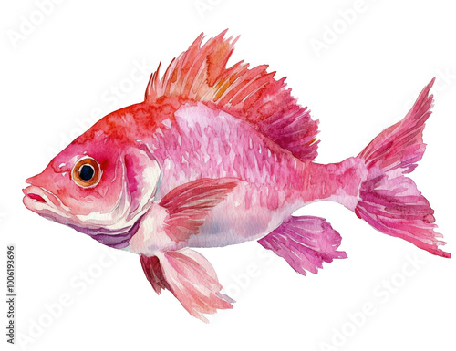 Colorful striped fish swimming in a bright underwater environment