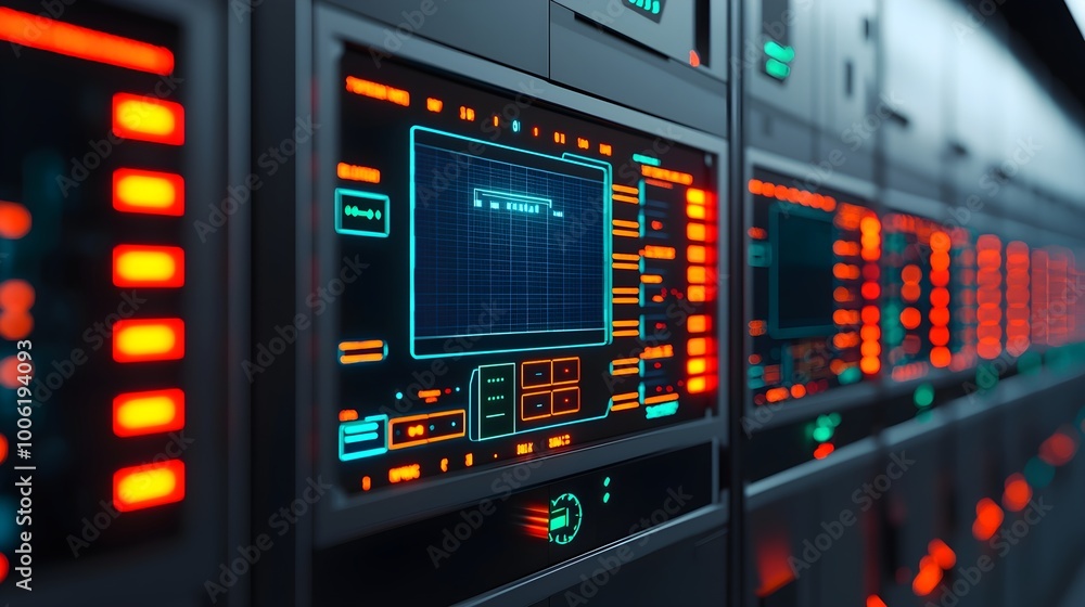 Futuristic Server Rack Interface Futuristic Server Rack Interface