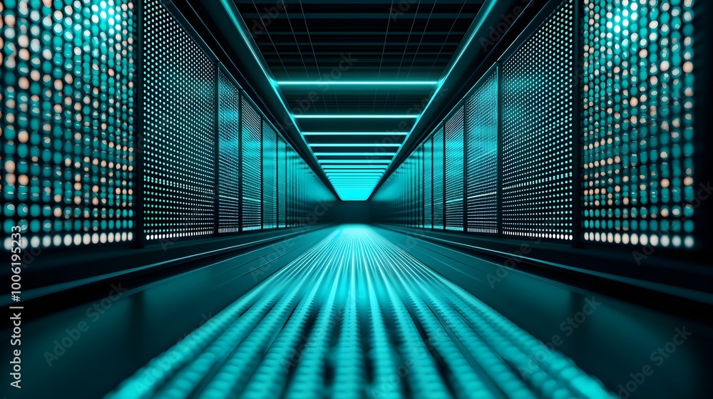 Obraz premium Futuristic Server Room Corridor