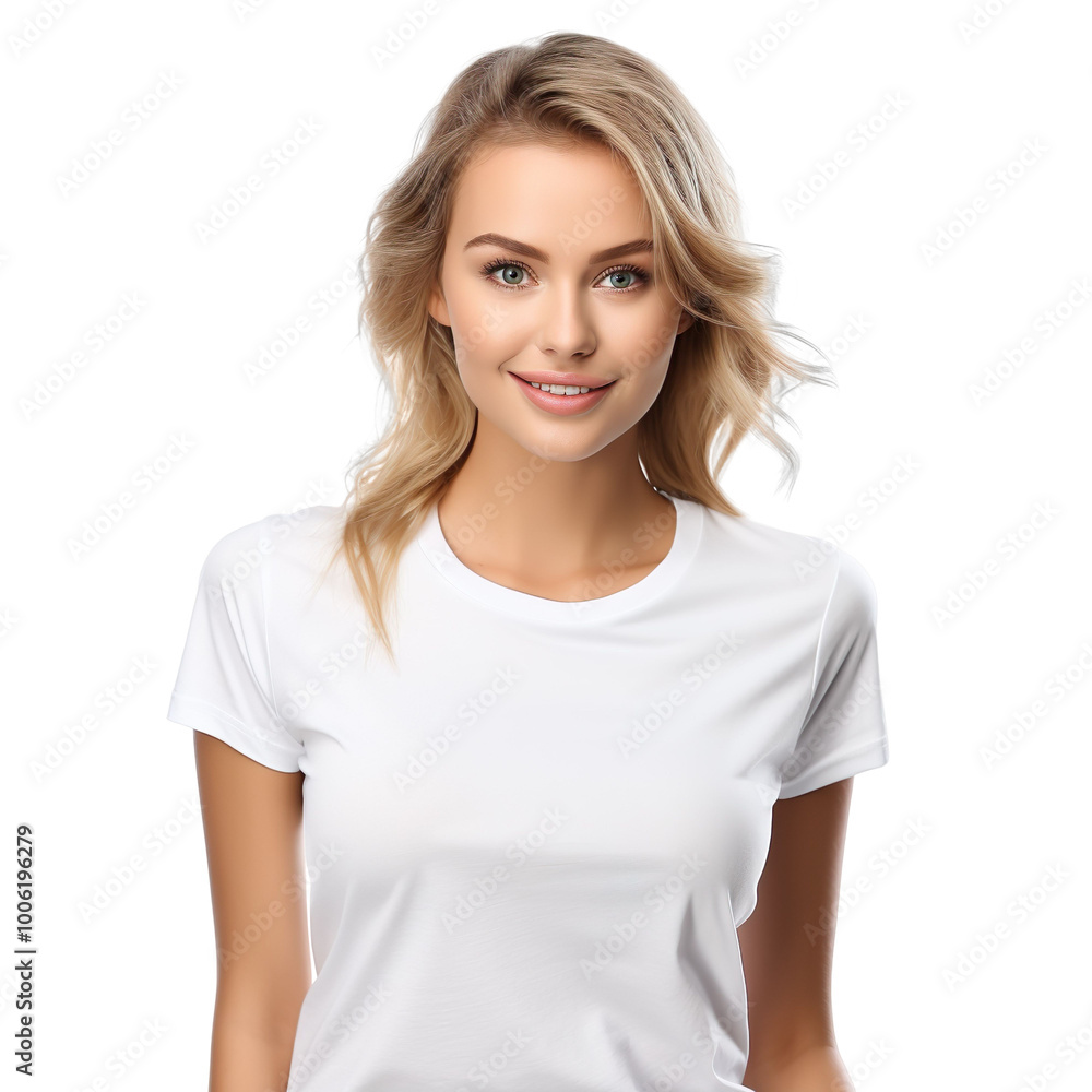 a Woman Wearing a White t-shirt isolated on transparent background a Woman Wearing a White t-shirt isolated on transparent background