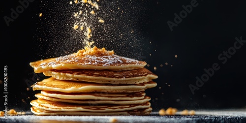Wallpaper Mural A stacked tower of golden pancakes adorned with a sprinkle of powdered sugar, perfect for breakfast or dessert. Torontodigital.ca