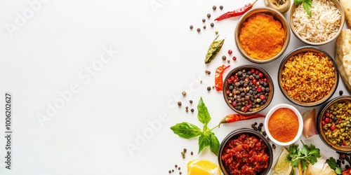 Wallpaper Mural A vibrant array of spices and herbs showcased in bowls, perfect for culinary creativity and enhancing flavor in dishes. Torontodigital.ca