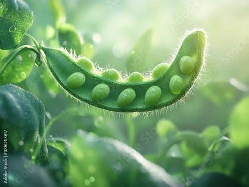 Edamame: A Close-Up View of a Fresh Pea Pod photo