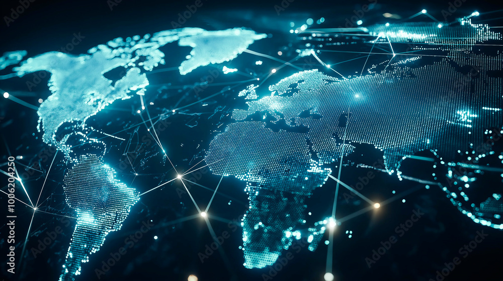 Fototapeta premium Neon Network - Abstract Visualization of Data Flow