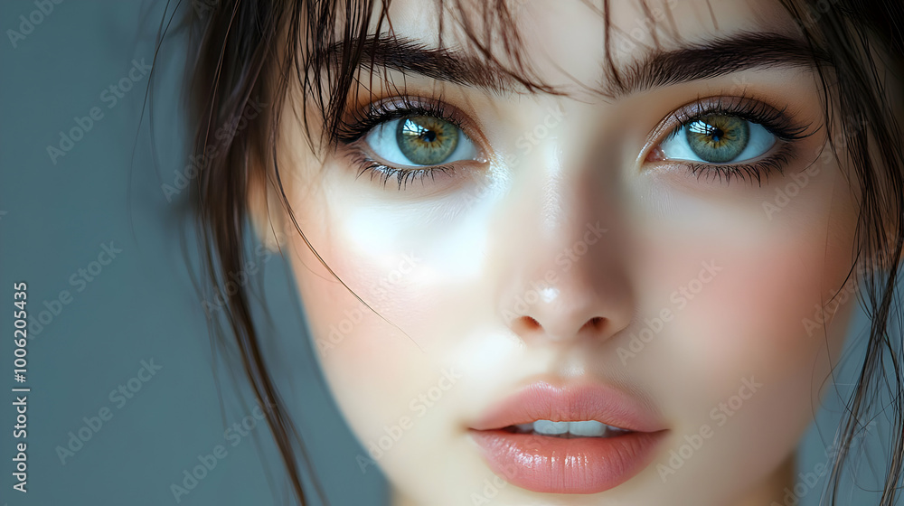 Close Up of Woman's Eye with Green Eyes and Long Eyelashes Close Up of Woman's Eye with Green Eyes and Long Eyelashes