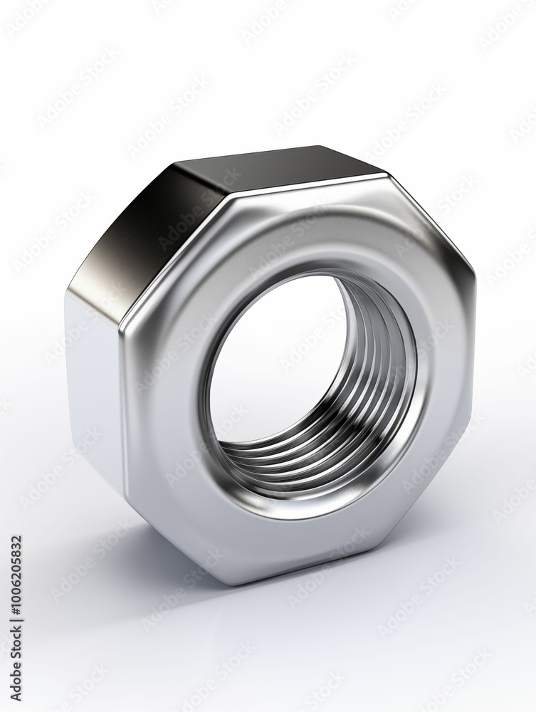 Metal nut isolated on white background, Female screw. Generative ai Metal nut isolated on white background, Female screw. Generative ai