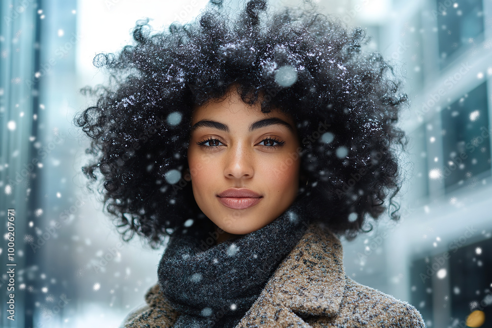 Elegant woman enjoying a snowy day Elegant woman enjoying a snowy day