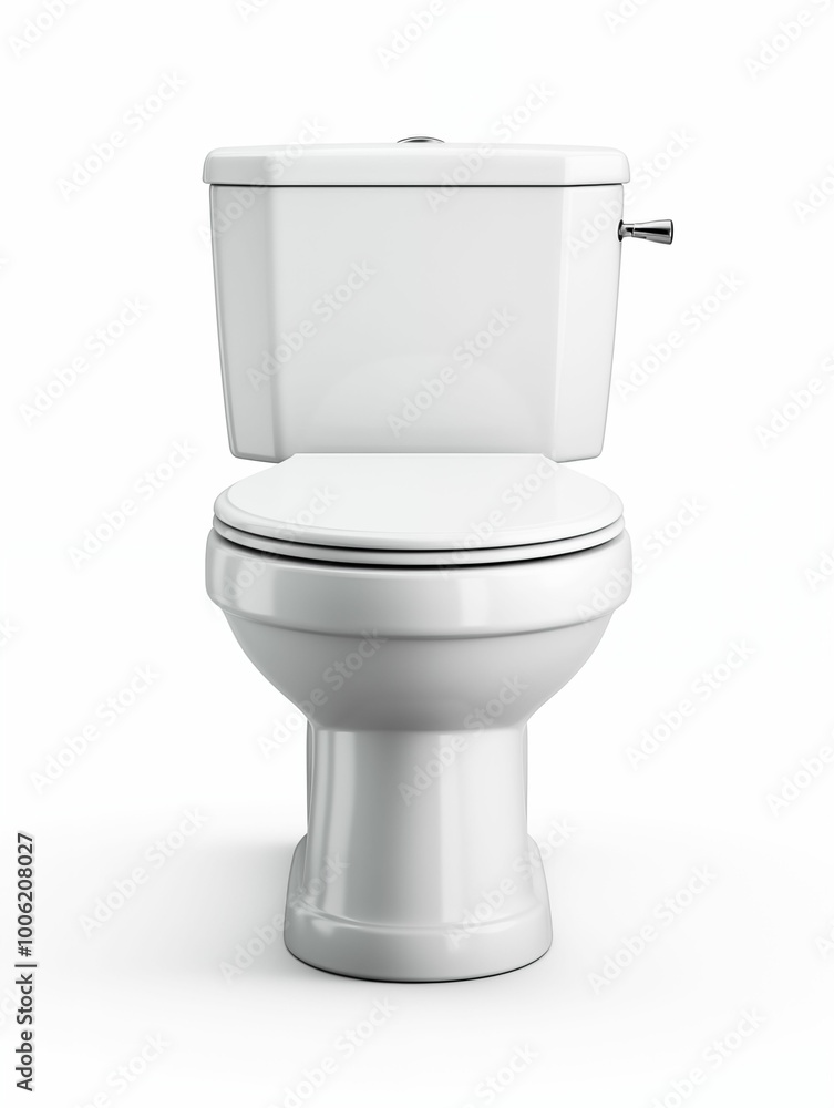 Closed toilet bowl isolated on white background. Generative ai Closed toilet bowl isolated on white background. Generative ai