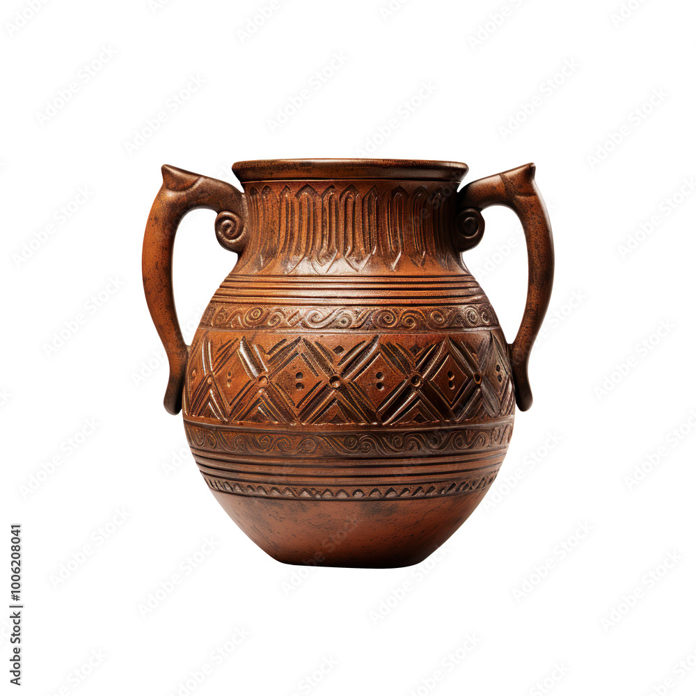 Antique Clay Jug with Two Handles isolated on transparent background Antique Clay Jug with Two Handles isolated on transparent background